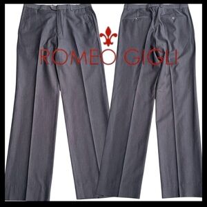 Romeo Gigli Dark Navy Stripe Lightweight Straight Leg Dress Suit Pant (S)